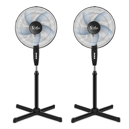 Edendirect 16in. Pedestal Fans, 3-Speed, Quiet Oscillation, Adjustable Height, for Home & Office Use, 2PK IR-STAND16X2
