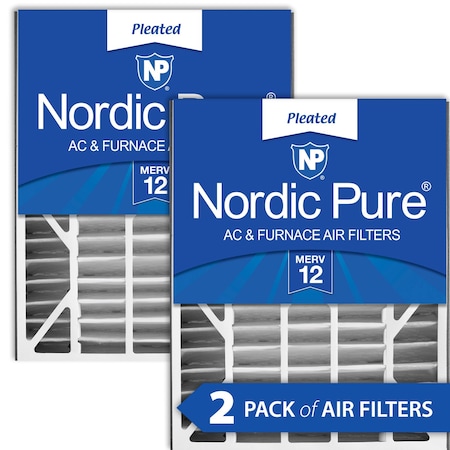 Nordic Pure 20x25x5 Pleated Air Filter, High Capacity, Electrostatically Charged Synthetic Media, MERV 12, 2 PK 20x25x5ABM12-2