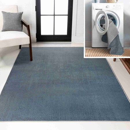 Jonathan Y Twyla Classic Solid Low-Pile Machine-Washable Blue 3 ft. x 5 ft. Area Rug WSH300B-3