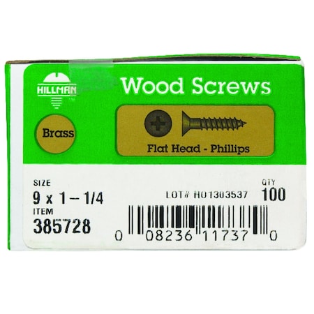 Hillman No. 9 X 1 1/4 in. L Phillips Coarse Wood Screws 385728