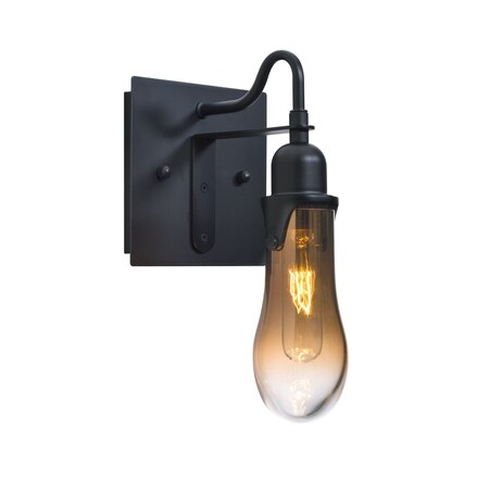Besa Lighting Wish Wall, Amber/Clear, Black, 1x60W Incandescent 1WG-WISHAM-BK