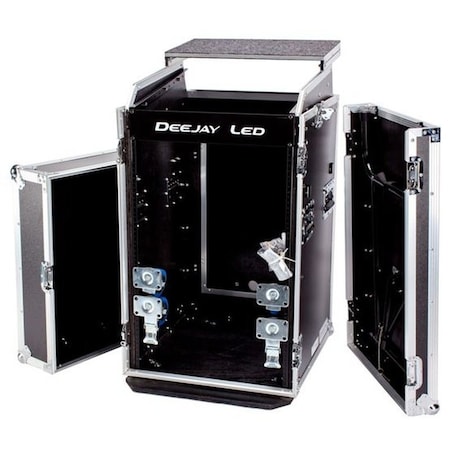 Deejay Led Fly Drive Case For 19-in Width DJ Amplifier or Mixer or Similarly Sized Equipment w/Laptop Shelf w/ TBH11M16UCTLT