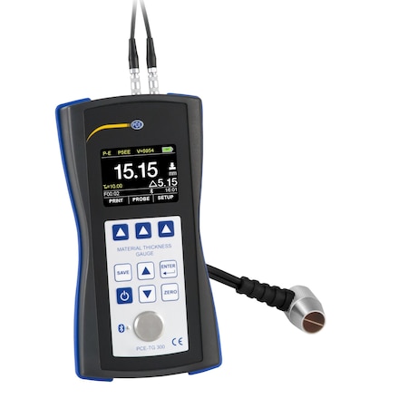 Pce Instruments Material thickness meter, 1-600 mm with 5 MHz 90 deg probe (to 122 deg F) and Bluetooth/USB PCE-TG 300-NO5/90