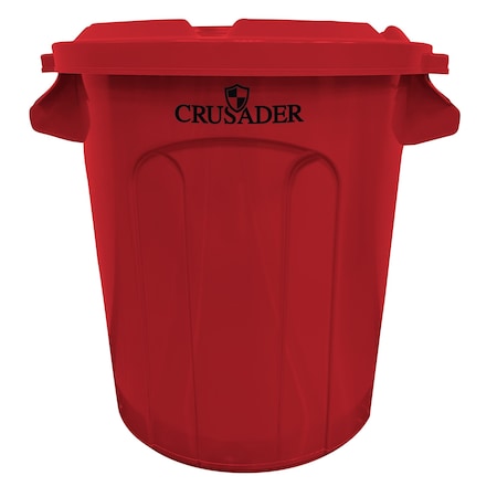 Crusader Round Heavy-duty Utility Container, 10 Gal, 15-3/5in Dia. x 17-3/10in H, PE, Red, NSF CTC-10RD