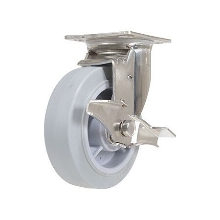 Vestil Thermoplastic Rubber Swivel With Brake Caster 6 In. Diameter x 2 In. Width 600 lb Gray CST-E-SS-6X2TPR-SWB