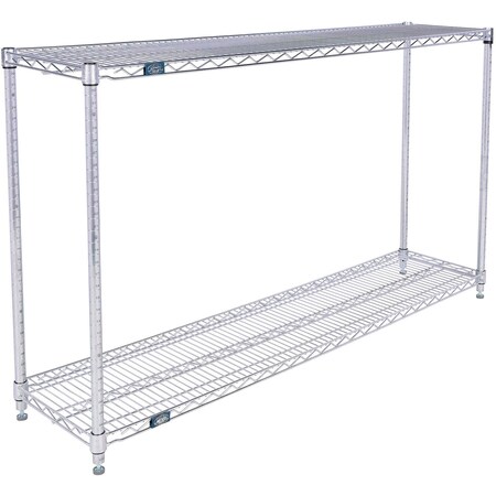 Global Industrial Nexel 2 Shelf, Stainless Steel Wire Shelving Unit, Starter, 60"W x 18"D x 34"H B3149608