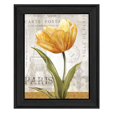 Golden Flower Black Framed Print Wall Art