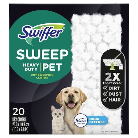 Swiffer 79891 Multi-Surface Pet Dry Heavy-Duty Cloth Refill, Fiber, White 037000798910