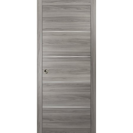 Sartodoors Sliding French Pocket Door with, Planum 0020 Ginger Ash, Kit Trims Rail Hardware, Solid Wood Interi PLANUM0020PD-GA-36