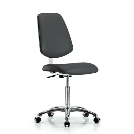 Blue Ridge Ergonomics Clean Room Chair 22" to 29" Height, Vinyl, Charcoal BR-CLR-VMBCH-MB-CR-NF-CC-8605