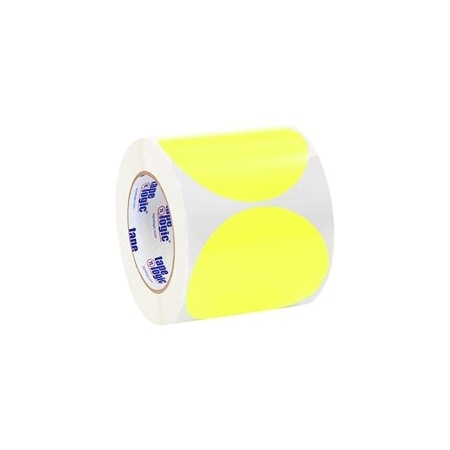 Bubblefast 4'' Fluorescent Yellow Inventory Circle Labels BFDL615L