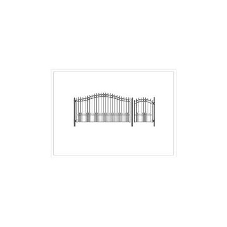 Aleko 12 ft. Prague Style Steel Swing Single Driveway with Pedestrian Gate, Black SET12X4PRAS-UNB