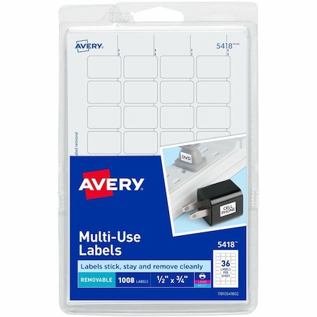 Avery Dennison Label, 0.5"X0.75", White, PK1008 05418