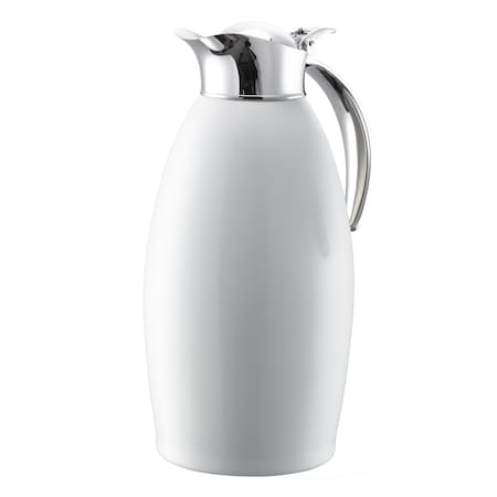 Service Ideas Nicollet Series 1.5-Liter Stainless Vacuum Insulated Carafe with Flip-Top Lid in Radiant White NIC15BSWH