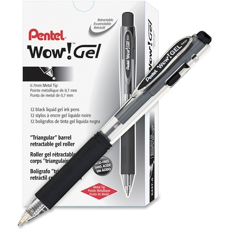 Pentel WOW Gel Pen, Black, PK24, 24PK K437A
