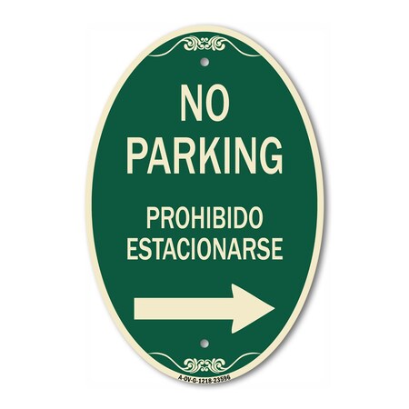 Signmission No Parking Prohibido Estacionarse With Left , 12 In X 18 In Architectural, Heavy Gauge Aluminum A-OV-G-1218-23596