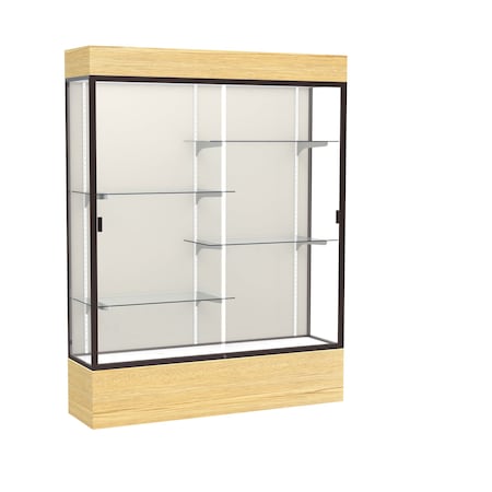 Ghent Lighted Floor Display Case 60x80x16, Plaque, Dark Bronze 2175PB-BZ-LV