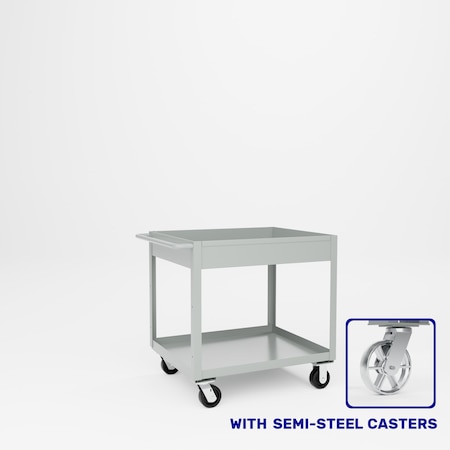 Pucel Tray Top Box Truck, 30 in W x 36 in D x 37 in H, 6 in Deep Box, Semi-Steel Casters, Light Blue TT-3036-6S
