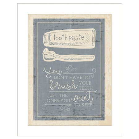 Homeroots Brush Teeth 1 White Framed Print Wall Art 405417