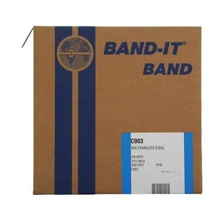Band-It Steel Strapping, 3/4 in W, 0.020 in Thick, 200 ft L, 1,275 lb Break Strength, 304 Stainless Steel C91699