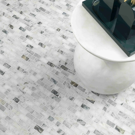 Msi Carrara Classique SAMPLE Honed Marble Mesh-Mounted Mosaic Tile ZOR-MD-0481-SAM