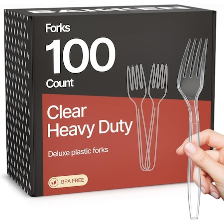 Bakkenmaster Disposable Cutlery Set Heavy-Duty BPA-Free Plastic Forks, Reusable and Heat-Resistant, 100PK BK-100CF