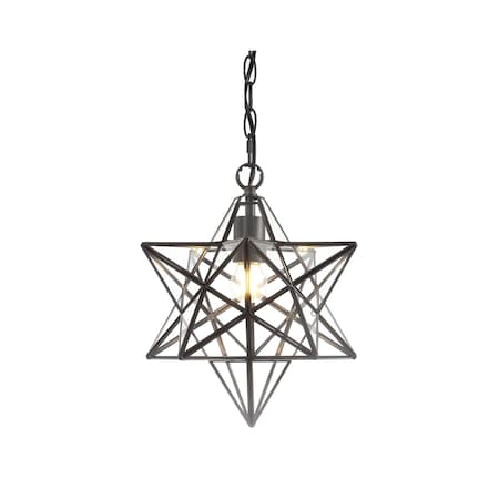 Jonathan Y Stella 12" Moravian Star Metal/Clear Glass LED Pendant, Oil Rubbed Bronze/Clear JYL9035C