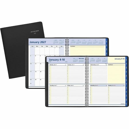 At-A-Glance QuickNotes Weekly Block Format Appointment Book, 10 x 8, Black Cover, 12-Month (Jan to Dec): 2025 76-01-05