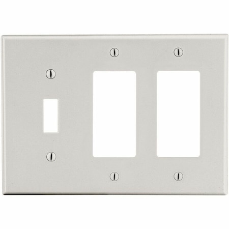 Hubbell Wiring Device-Kellems Wallplate, 3- Gang, 1) Toggle 2) Decorator, Light Almond P1262LA