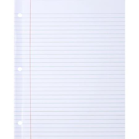 Sparco Mylar Reinforced Filler Paper, 8-1/2" x 11", Wide Ruled, White, 100 Sheets/Pack WB213R