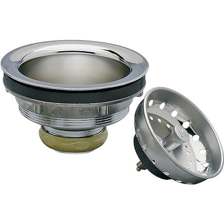 Plumb Pak Basket Strainer, Stainless Steel Basket, Chrome, For: 3-1/2 in Dia Opening Kitchen Sink PP5435