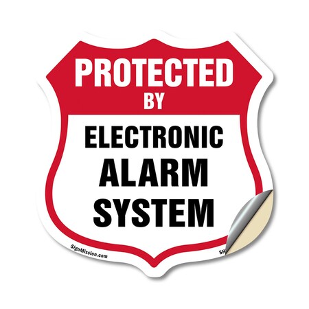 Signmission Security Alarm Shield Sign Protected By, 18 Inch X 18 Inch, Vinyl Decal SHI-D-18-460