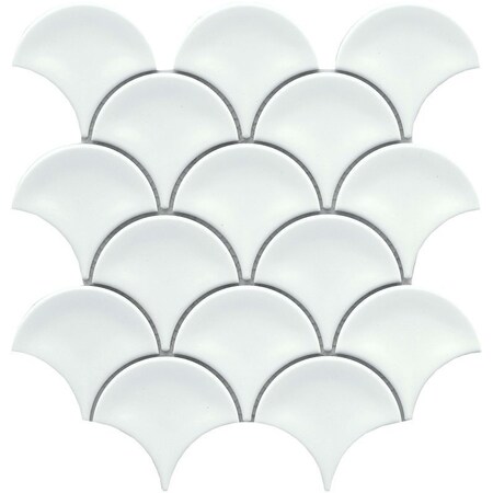 Emser Tile Reward Series Porcelain Mosaic Tile, 11 in L Tile, 10 in W Tile, Pressed Edge, Fan Pattern, 10PK F27REWAWH1011MFN