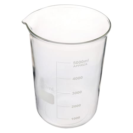 Zoro Select Beaker, Low Form, Glass, 5000mL 5YHA0