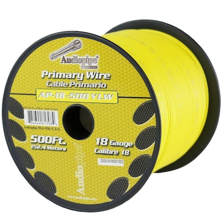 Audiopipe 18 Gauge Primary Wire, Yellow AP-18500YELLOW