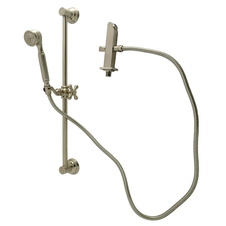 Kingston Brass Shower System with Slide/Grab Bar and Hand Shower, Brushed Nickel KCK3328W8