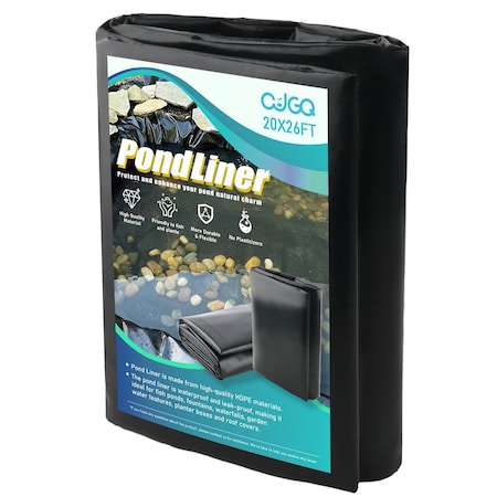 Wrightmaster 20 ft. x 26 ft. HDPE Pond Liner Anti-UV and Corrosion Resistance for Fish/Koi Ponds Water Gardens ZROX43PE0OB