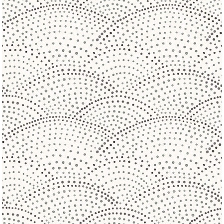 A-Street Prints Bennett Charcoal Dotted Scallop Wallpaper 2903-25870