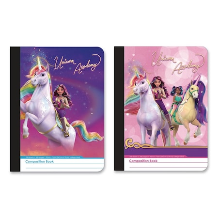 Inkology Composition Book, Random Unicorn Academy Cover Designs, Medium/College Rule, (100) 9.75 x 7.5 Sheets INK-47922-12PDQ