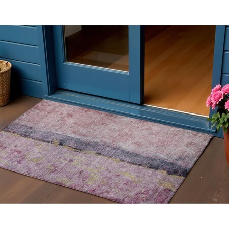 Homeroots 3' X 5' Blush Pink And Purple Abstract Washable Indoor Outdoor Area Rug 578016