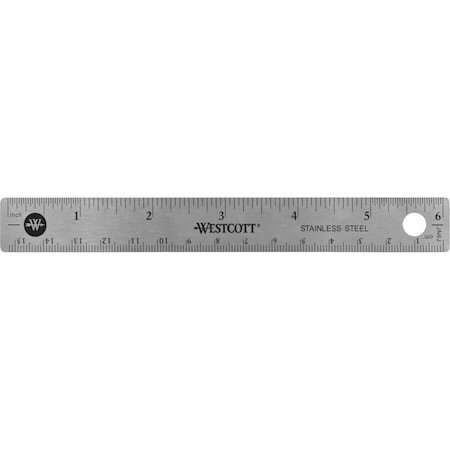Westcott Ruler, 6 Inch, Stainless Steel 10414