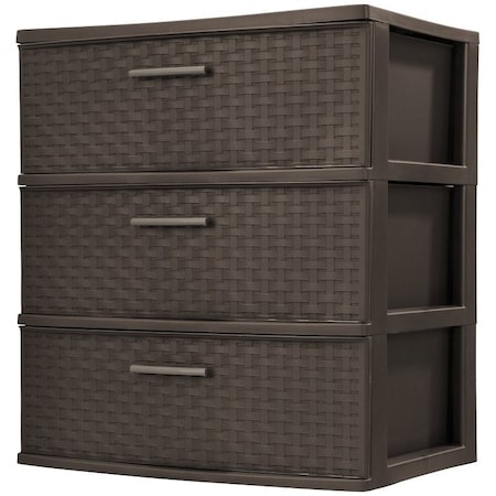 Sterilite Sterilite 25306P01 Weave Drawer Tower, 3-Drawer, Plastic, Espresso 25306P01