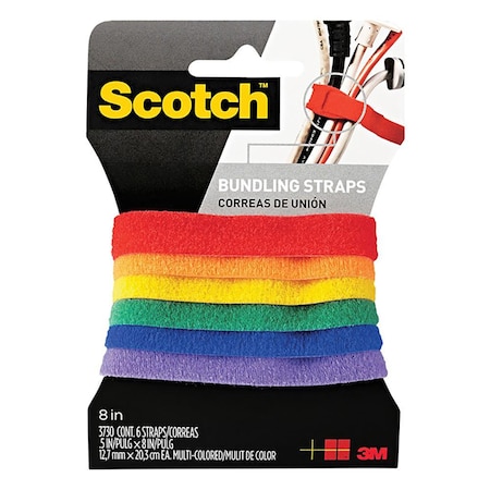 3M 1/2in x 8in RF3730 Multi-Color Scotch Fastener General Purpose Reclosable Bundling Strap RF6761