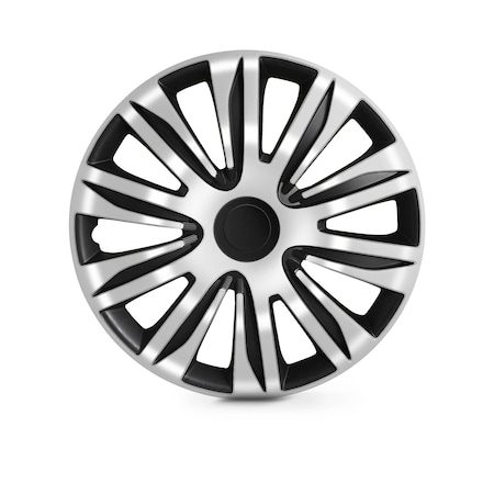 Altertrim 16 in Univ Wheel Rim Cover Hubcaps, Snap-On, (White & Blk Lacq), 4PK CHB-5083-BW-16