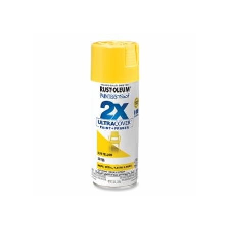 Rust-Oleum Painter's Touch 2X Ultra Cover Gloss Spray Paints + Primer, 12 oz, Aerosol Can, Sun Yellow, 6PK 647-334046