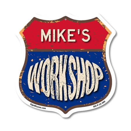 Signmission Mike's Workshop, 12 Inch X 12 Inch, Plastic Sign SHI-P-12-489-MIKE