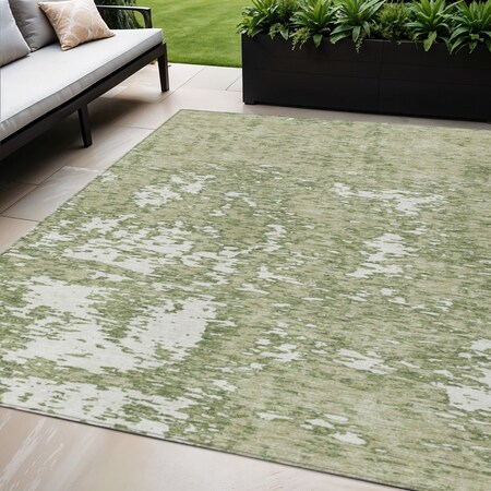 Homeroots 5' X 8' Sage And Ivory Abstract Washable Indoor Outdoor Area Rug 612702