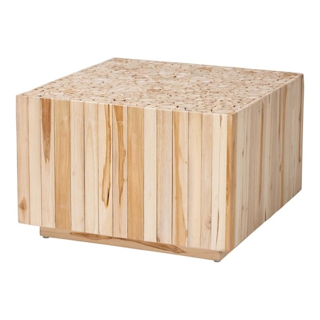 Bali & Pari Augusta Bohemian Natural Teak Wood Coffee Table with Unique Repurposed Wood Logs 247-13736-ZORO