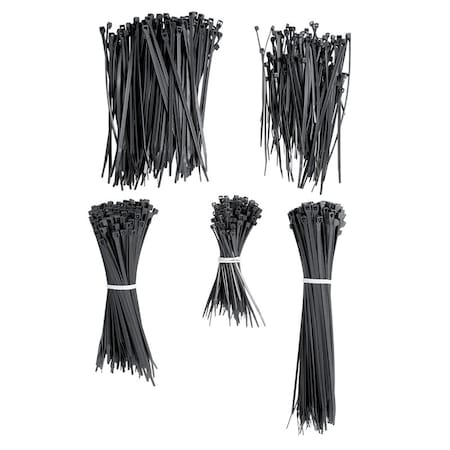 Gardner Bender Cable Tie Assortment, 4 in, 8 in L, Black, Nylon 6/6 71111