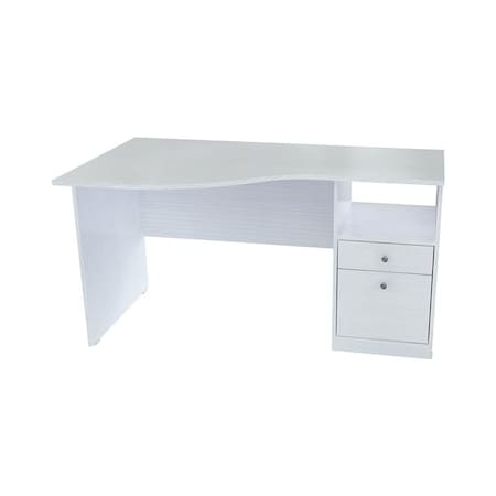 Homeroots 55" White Computer Desk With Two Drawers 249797